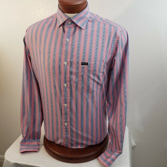 Faconnable Mens Button‎ Blue Pink Plaid Club Shirt - Picture 9 of 10